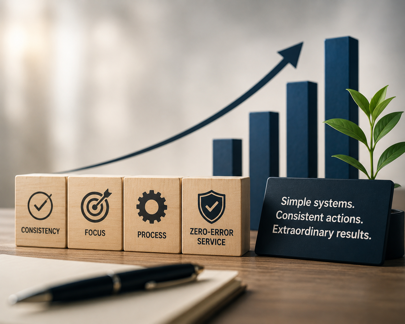 Consistency, focus, process, and zero-error service driving results