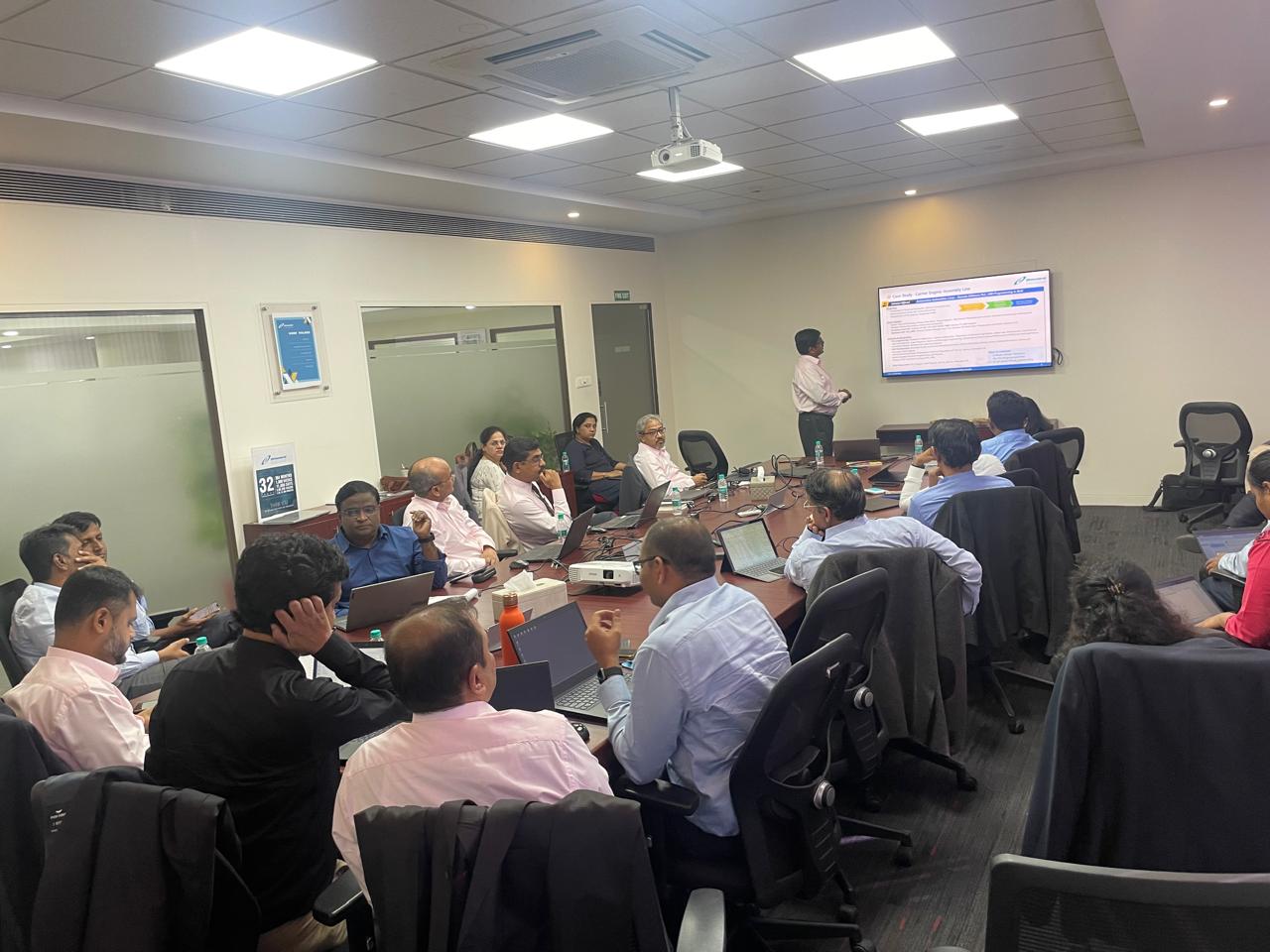 Leadership team participating in an in-person growth workshop