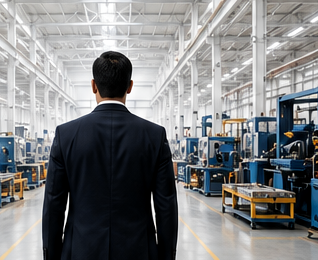 Manufacturing leader reviewing the factory floor